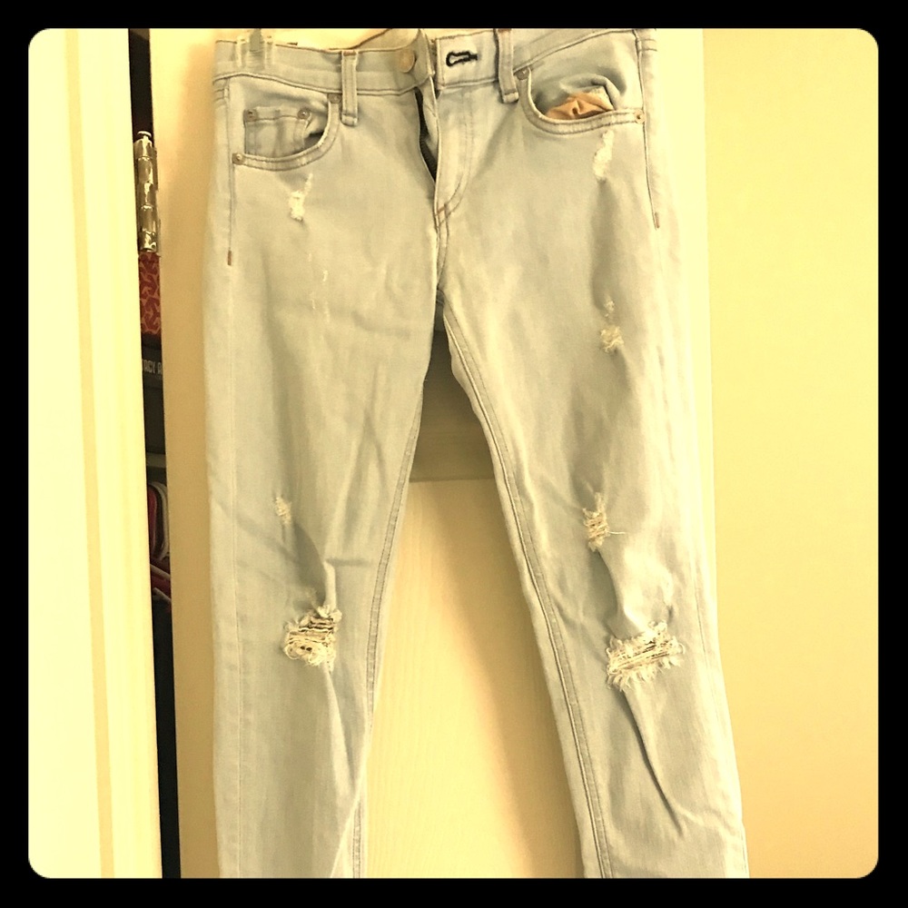 Rag&Bone Ankle Zippered Destroyed Skinny Jeans